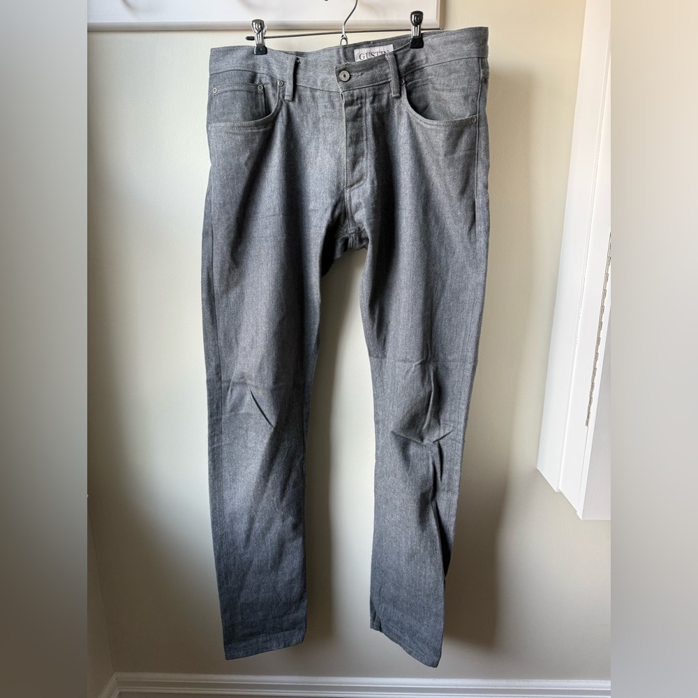 GUSTIN California Slim Raw Selvedge Gray Denim Jeans Comfort Casual Grunge 37